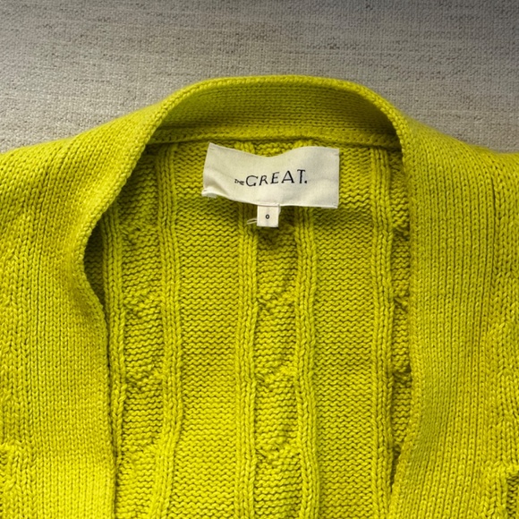 The Great - The Cable Grandpa Cardigan in Lime Zest - Picture 4 of 6